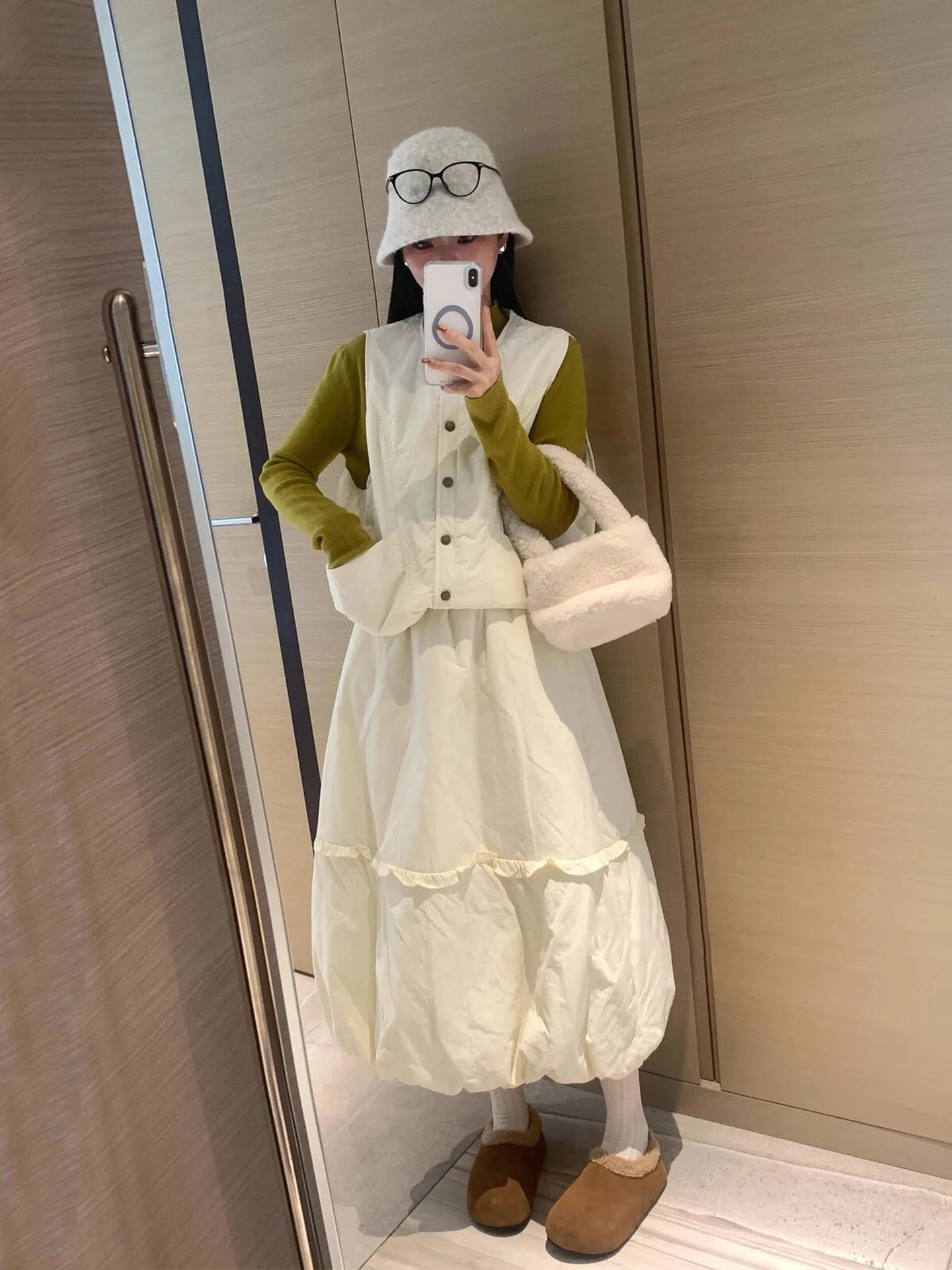 

Clothland женский ретро стеганый жилет с юбкой, костюм без рукавов, жилет, юбка-миди, женский зимний милый комплект из двух предметов TA728