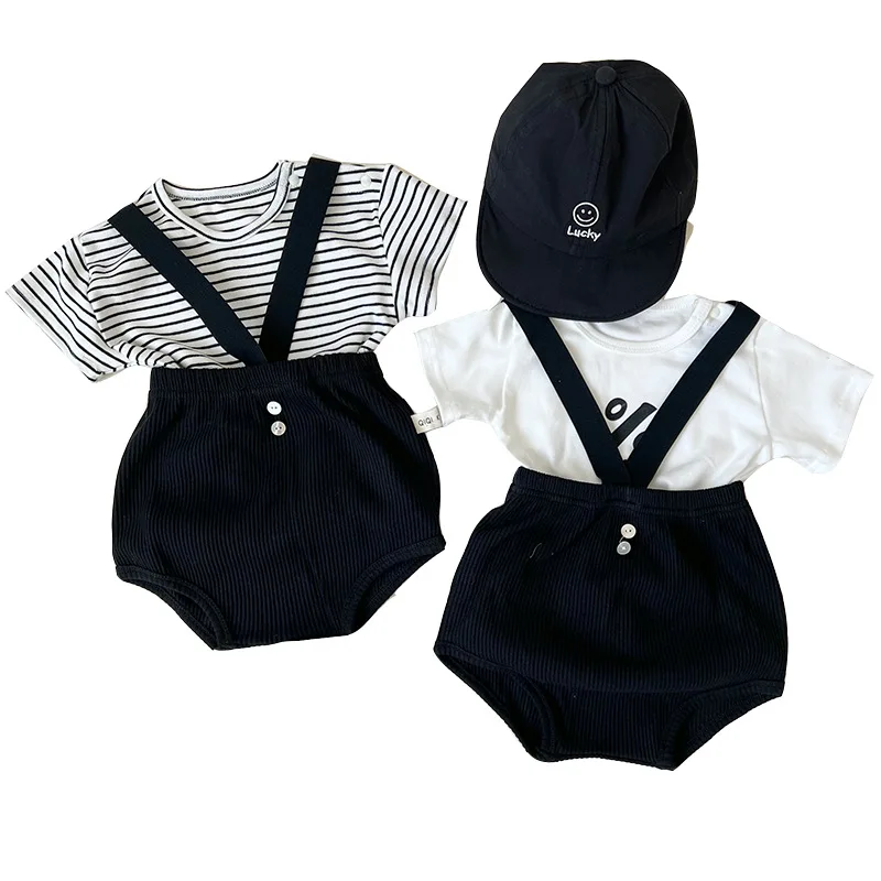 2023 Summer New Baby Solid Pp Pants Cotton Toddler Shorts Infant Boy Strap Pants Newborn Casual Jumpsuit Baby Girl Shorts 0-24M