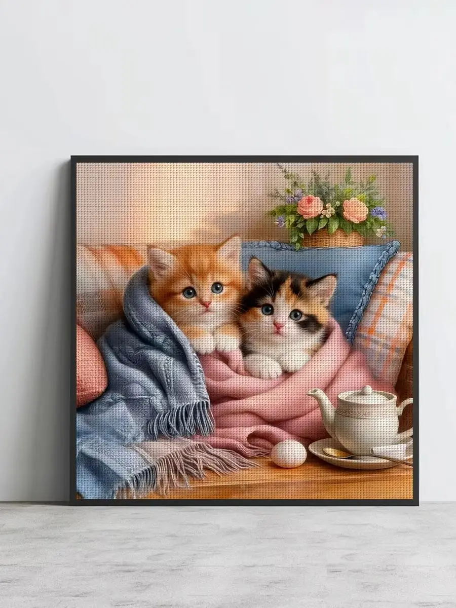 1 Stück, 50 x 50 cm / 19,7 Zoll, Kreuzstich-Set mit dem Motiv „Eine Prinzessin in einem weißen Kleid“, DIY-Set, 11CT/14CT, Neuheit, Wanddekoration, vollständige Stickerei. – Detail 1