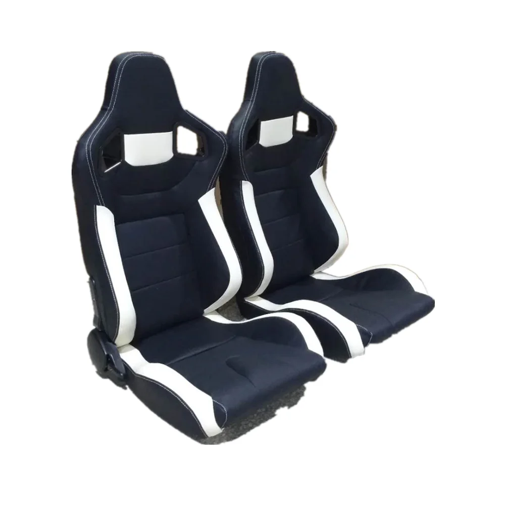 

Black Leatherette/White Stripes PVC Leather With Single Slider Universal Car Racing Seat For PS4 1040 Truck Seat