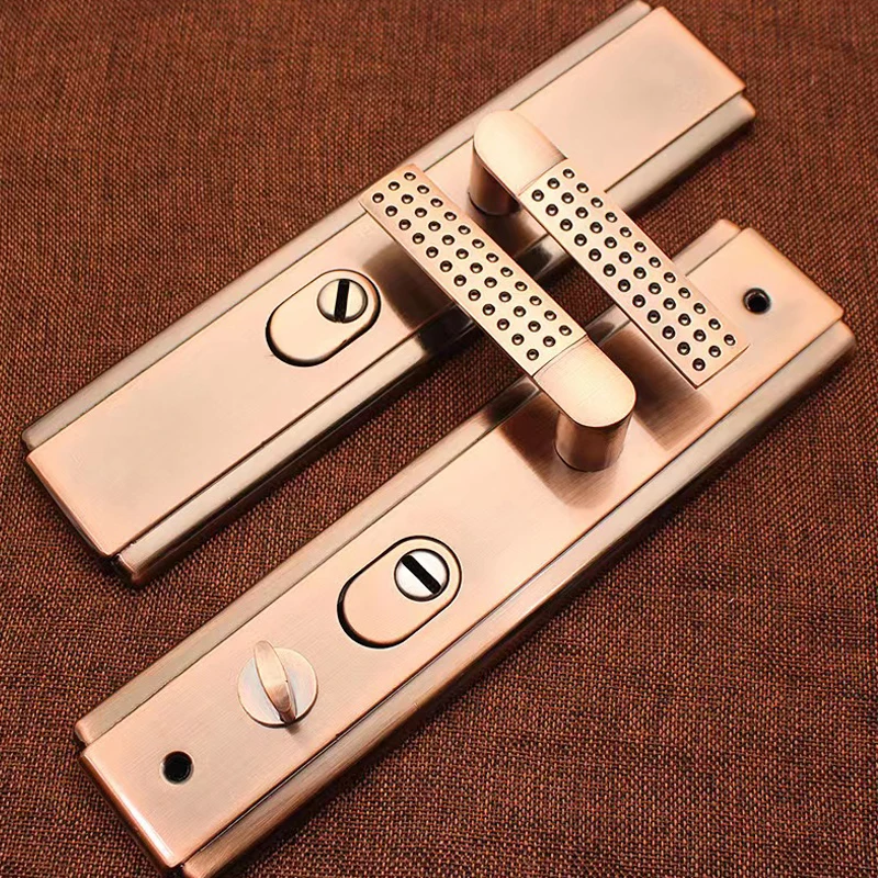 Imagem -05 - Anti-thief Multi-function Door Lock Handle Red Antique Copper Direção Ajustável Mortise Gate Handle Plate