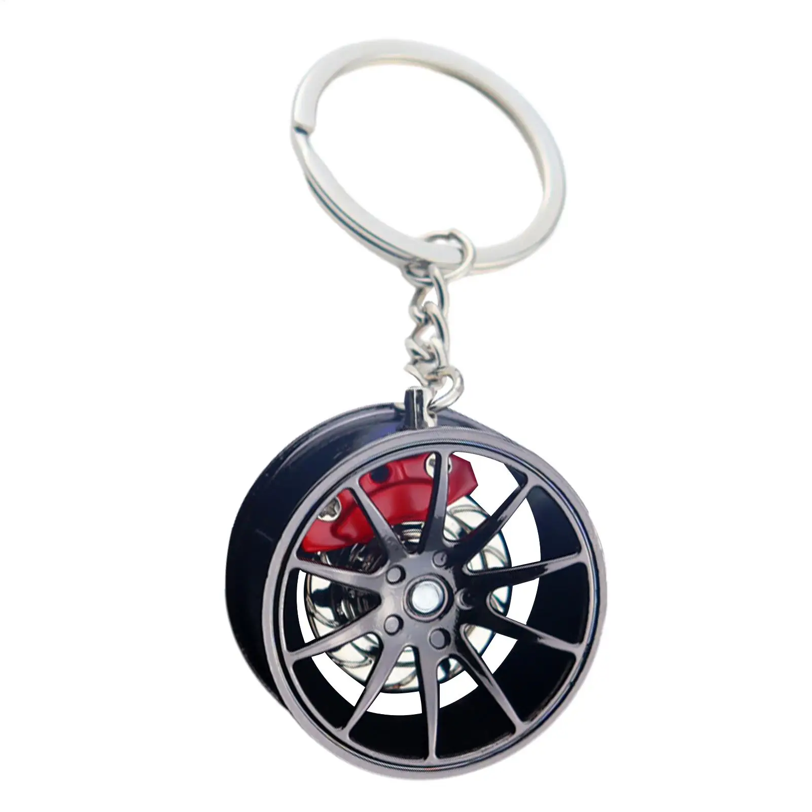 Fashion Metal Wheel Hub Keychain Fidget Spinner Toys Rotating Car Wheels Pendant Key Chains Birthday Fathers Day Party Gift