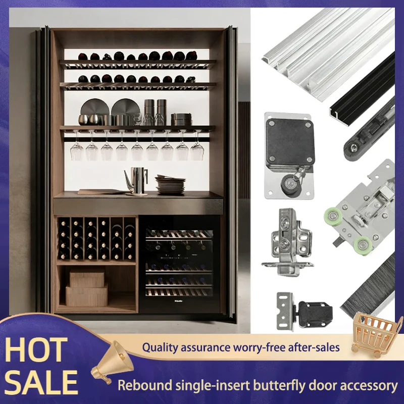 

Concealed Folding Revolving Door Hardware Telescopic Slide Rail System Push To Open Side Insert For Wardrobe Cabinet Closet