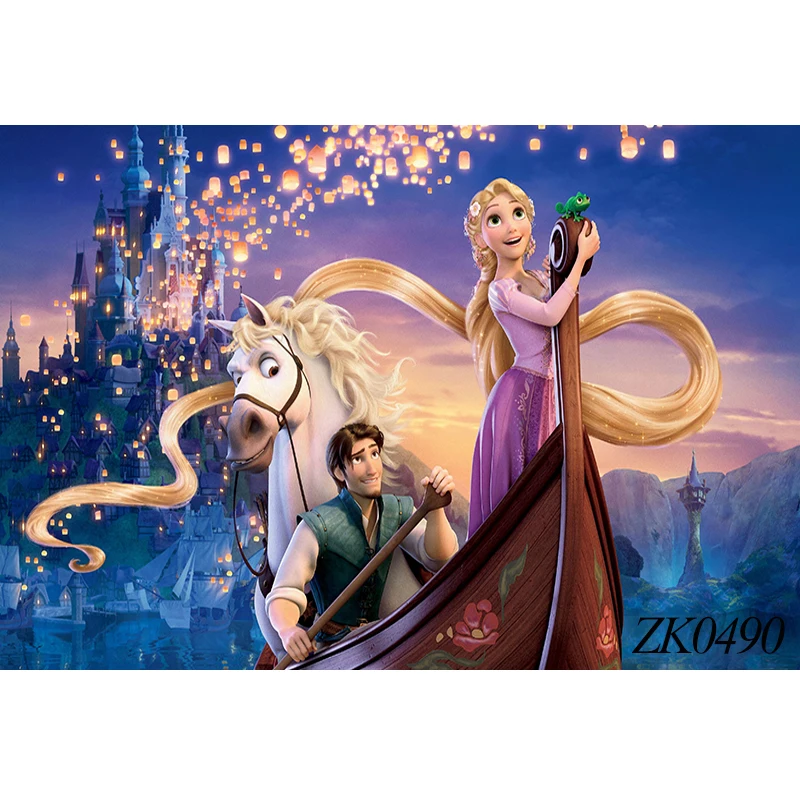 خلفيات للأميرة رابونزيل متشابكة من Disney للبنات خلفيات مخصصة لحفلات أعياد الميلاد وكعك استحمام للأطفال وخلفيات للتصوير