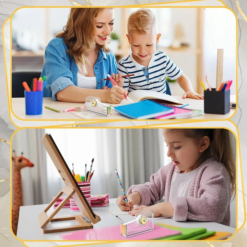 2 Pieces Acrylic Office Tape Dispenser Transparent Gold Tape Dispenser Tape Holder Packing Tape Dispenser Easy To Use