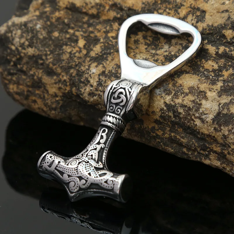 

Vintage Nordic Thor's Hammer Bottle Opener Stainless Steel Viking Mjolnir Bottle Opener Scandinavian Corkscrew Tool Jewellry