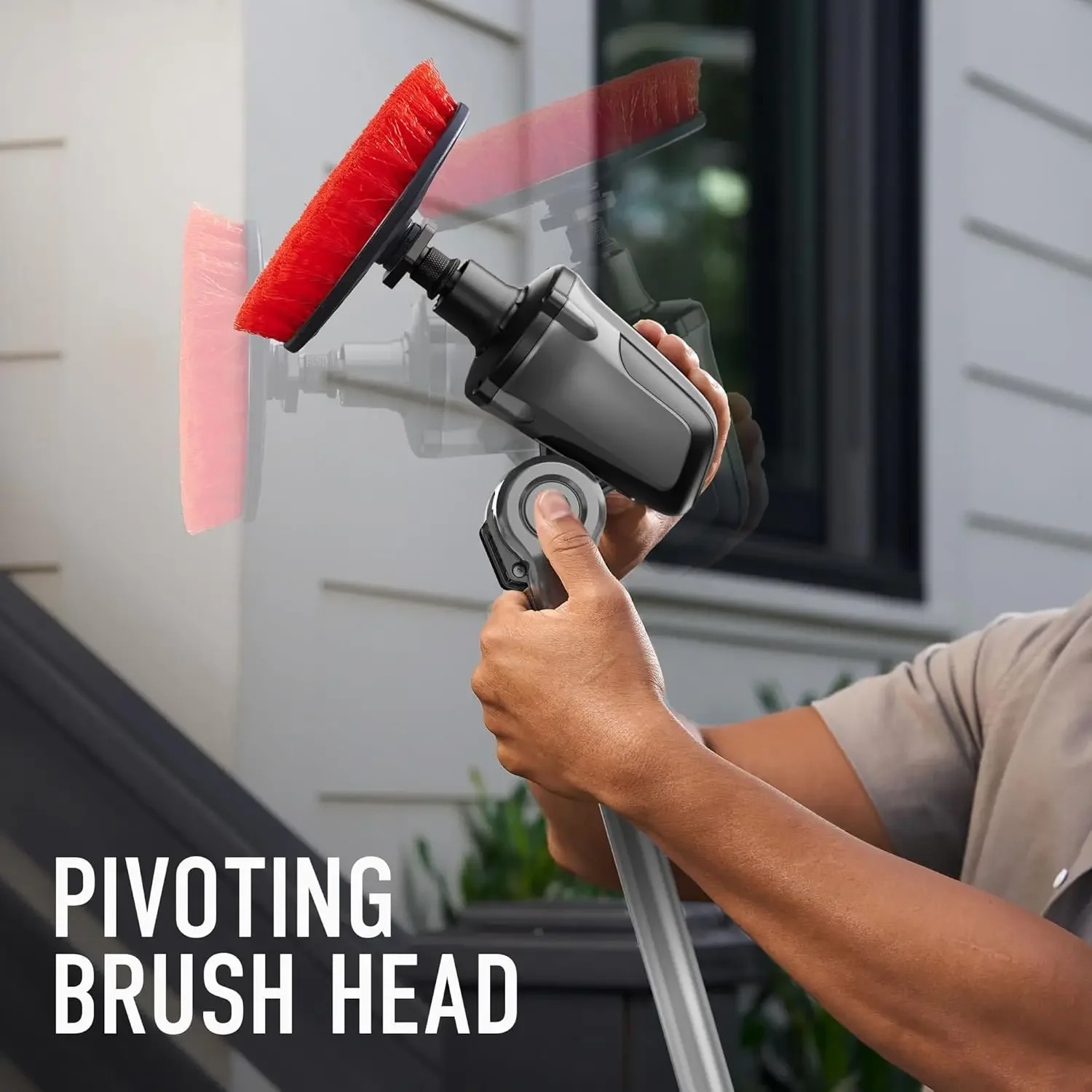 ONEPWR Cordless Telescoping Scrubber Water Resistant Power Cleaning Brush for Home and Outdoors, BH51000V, Silver