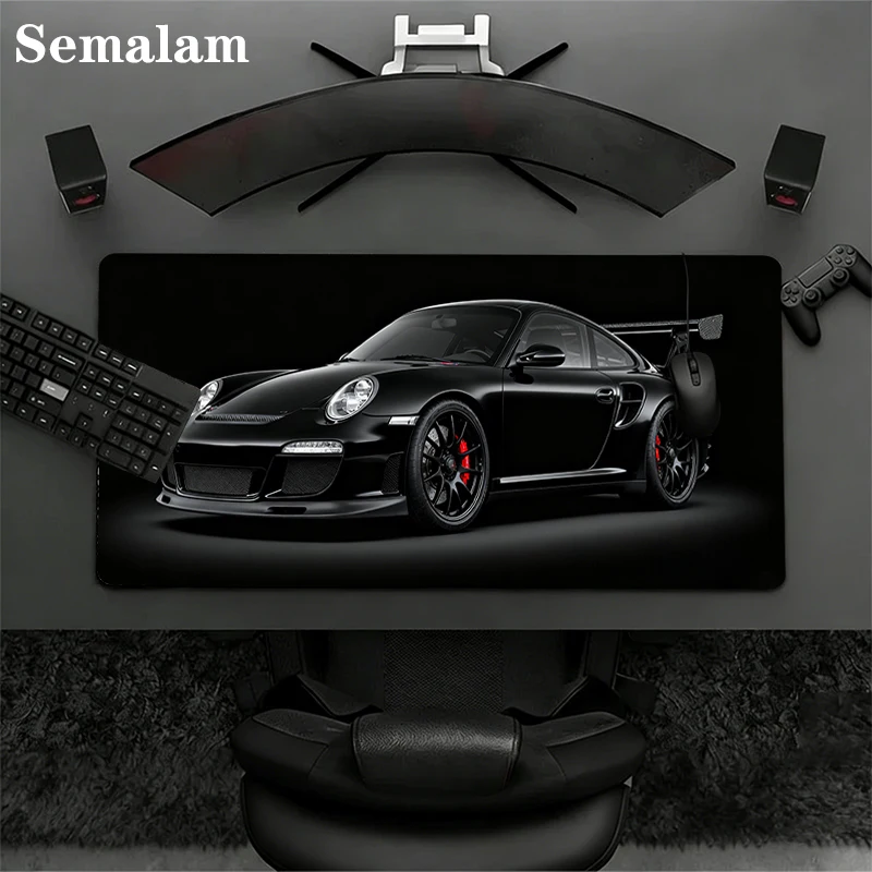 SuperCar Design Gaming-Mauspad XL Groß, rutschfeste Gummibasis, genähte Kanten, Mausmatte für PC, Laptop, Gamer, E-Sport, Autoliebhaber