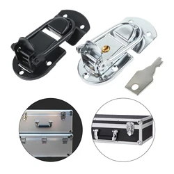 1pc Metal Box Latch Hasp with/without Key Silver/Black Safe Lock 69*34mm Buckle Aviation Case Cabinet Toolbox Gift Box Fittings