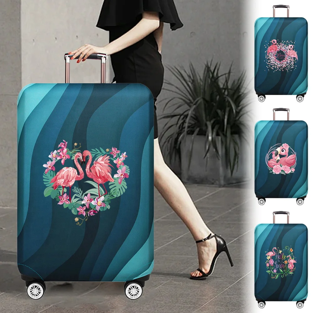 

Travel Luggage Cover Suitcase Protective Cover Printing Flamingo Series Dust-Proof Elastic Fabric for 18-32inch Baggage Case