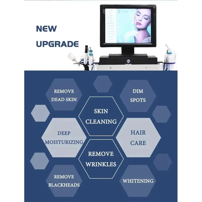Máquina de hidrofacial 14 en 1 con punta de diamante, chorro de agua, limpieza facial con vacío, cuidado de la piel, lifting, spa de burbujas, lo último en tecnología SLyric