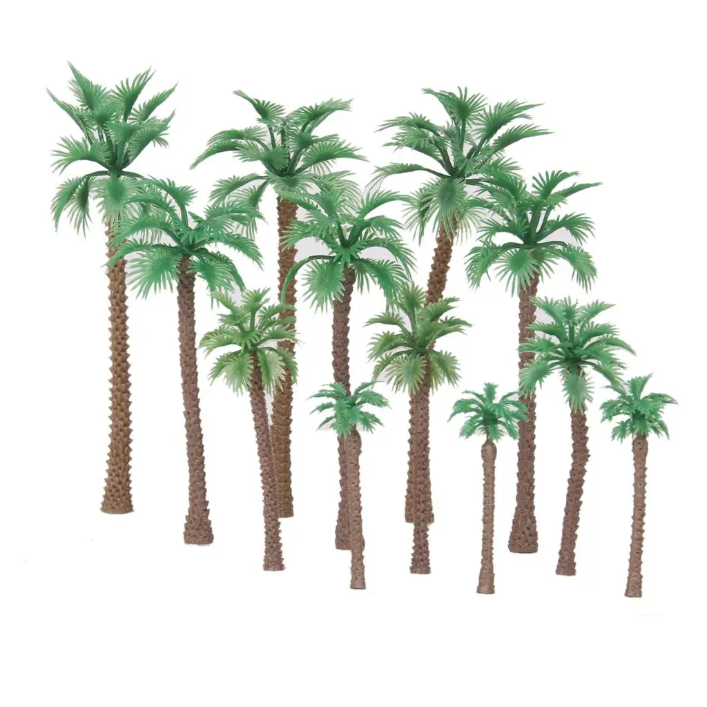 12 Model Palm Trees Railway Artificial Scenery Wargame Plastic Tree HO Scale