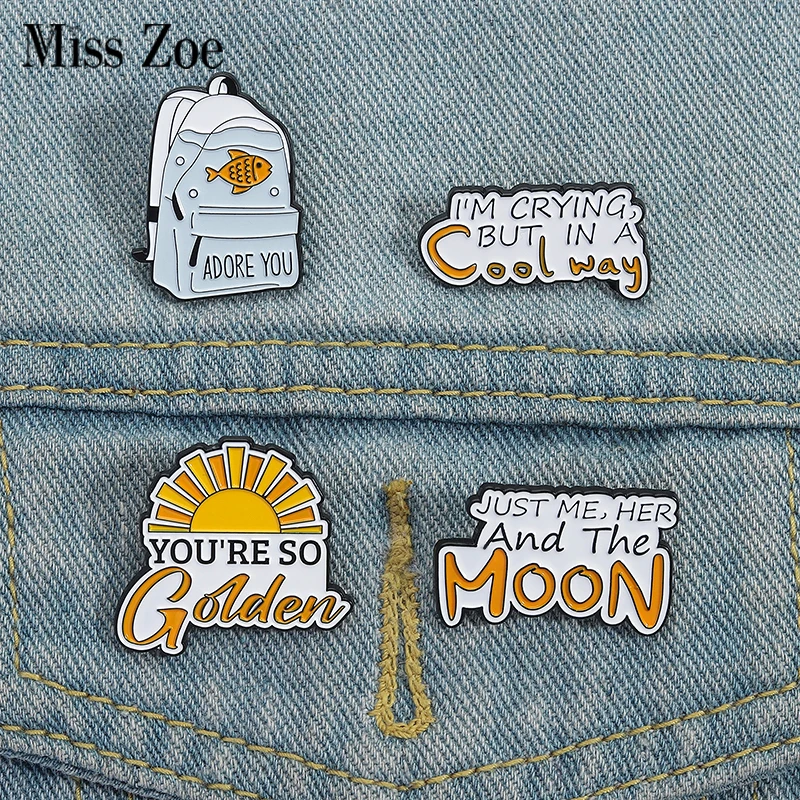 

ADORE YOU Enamel Pins Custom I'M CRYING NUT IN A Cool Way Brooches Lapel Badges Clothes Funny Jewelry Gift for Friends