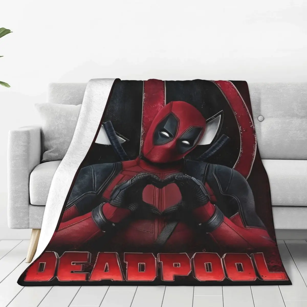 Warm BlanketsChildren Airplane Travel Deadpool Love Finger Heart Throw Blanket Flannel Bedspread For Living Room Sofa Bed Cover