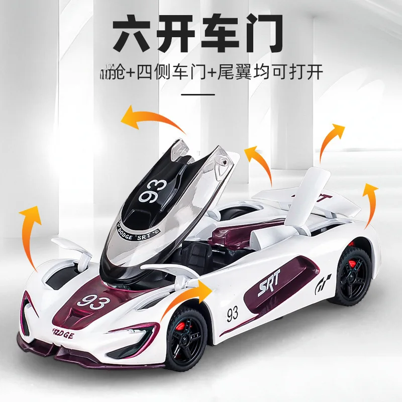 1:32 Dodge SRT Alloy Car Model Sound Light Pull Back Metal Toy Vehicle Boy Gift Collection Miniature Voiture