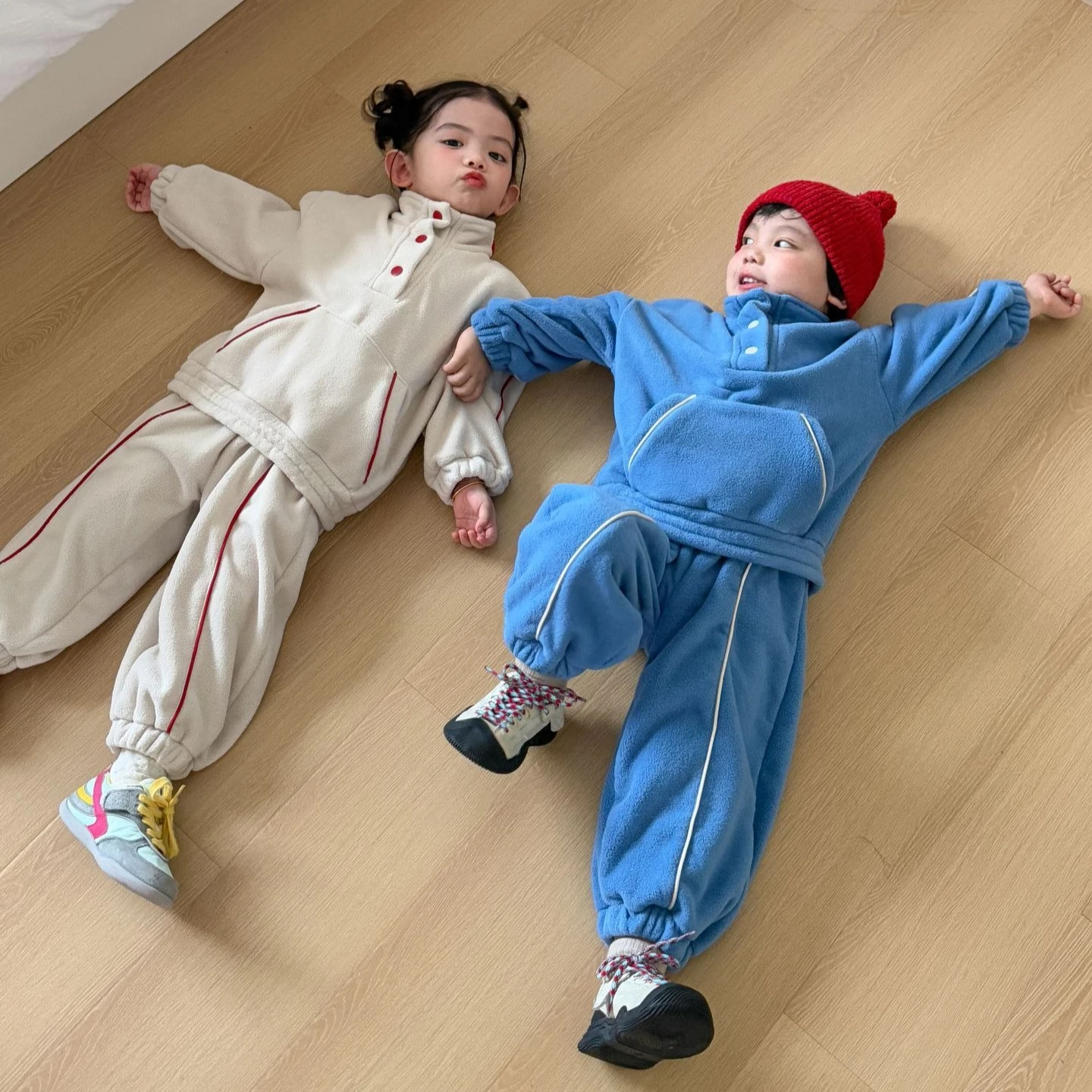 Set 2026 Autumn and Winter New Children's Wear Korean Style Boys and Girls Casual Polar Fleecy Sports Hoodie Two-piece Set