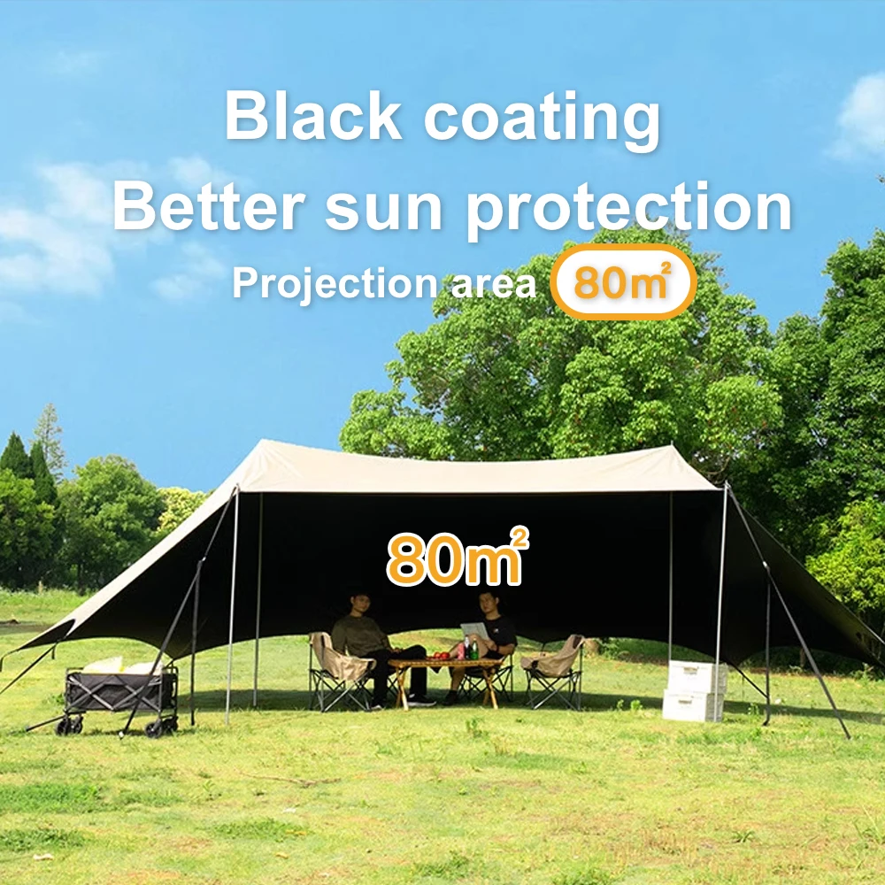 

Outdoor black coated sun protection thickened family party shelter Super large and convenient to build awning