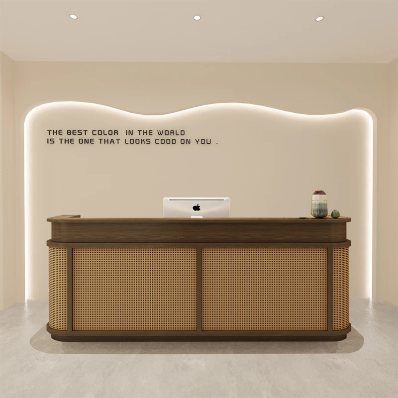 Church Furniture Workshop Reception Counter Desk Long Column Wooden Store Showcase White Minimalist Pulpito Cosmetics Plexiglass