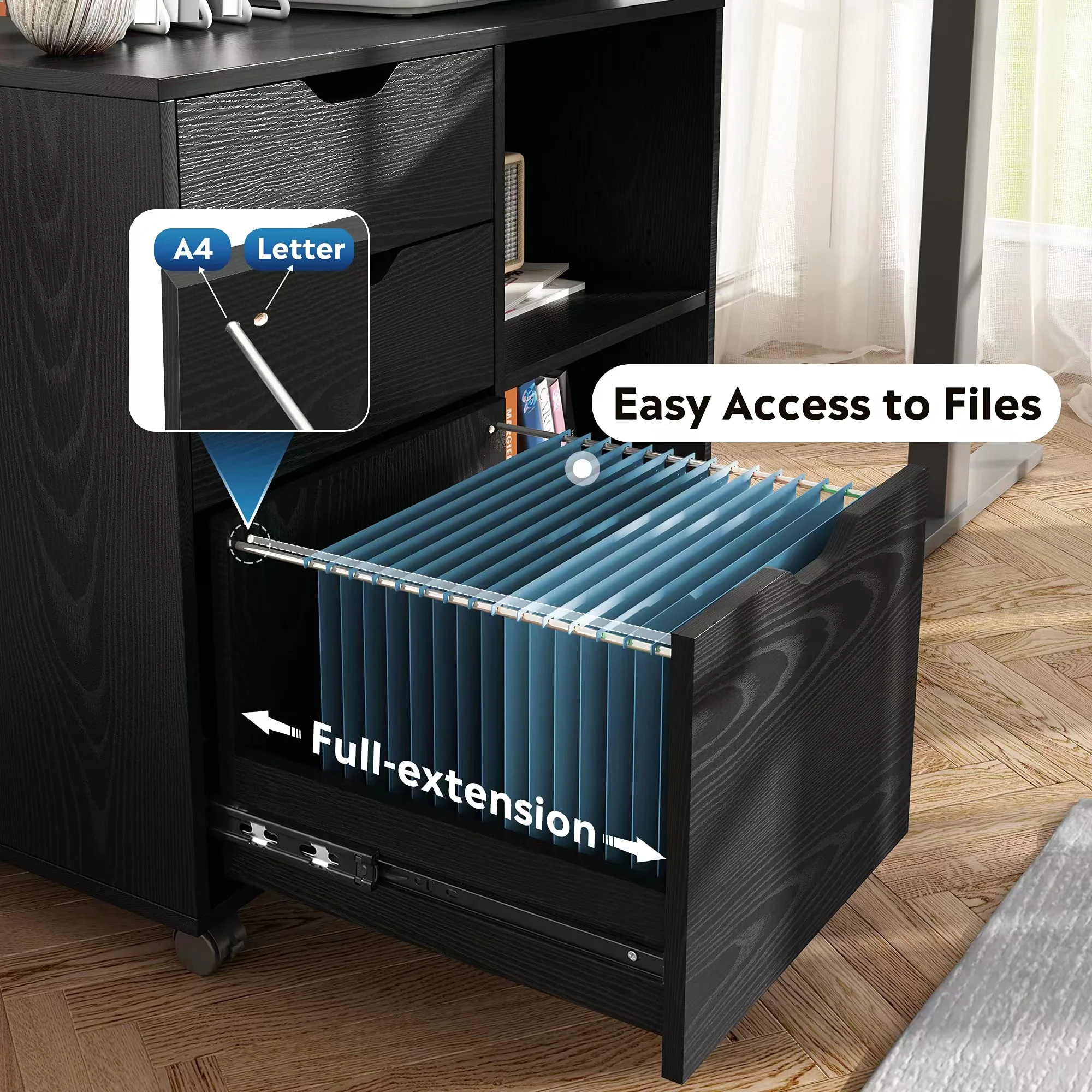 Przenośna szafka z MDF, czarna – Office Furniture Cabinets recenzja i cena