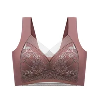 1pcs Women Lace Plus Size Bra Basic Anti Sagging Thin Vest With Padded Female Brassier Lady Ice Silk Seamless Comfort Breath Bra 5