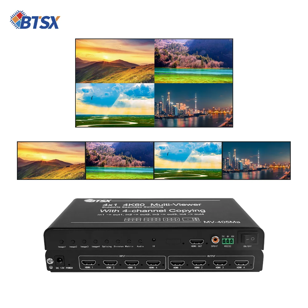 

X 4K60 Video Wall Solution | 4-Input Matrix, PIP, and Seamless Signal Switching 4x4 HDMI Matrix Switcher