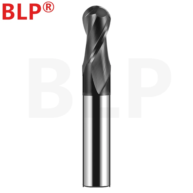 HRC65 2-Flute Nano Coating Tungsten Steel Carbide Ball End Milling Cutter CNC Mechanical Machining Special End Mill Tools