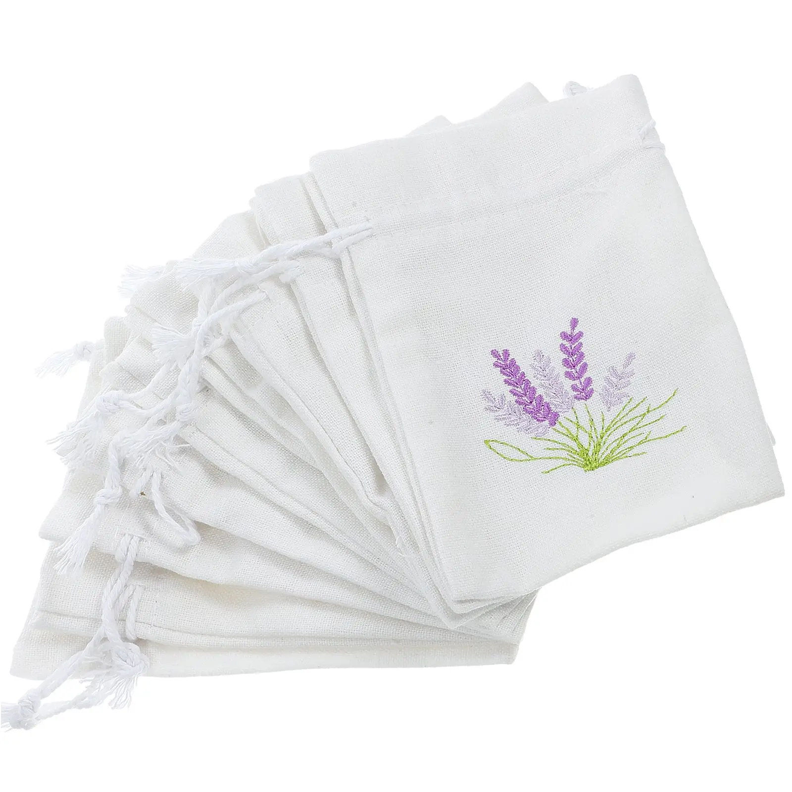 

10pcs Dry Flower Aroma Bags Gift Sachet Bag Refillable Embroidery Lavender Pouches Reusable Wardrobe Aromatherapy Drawstring Bag