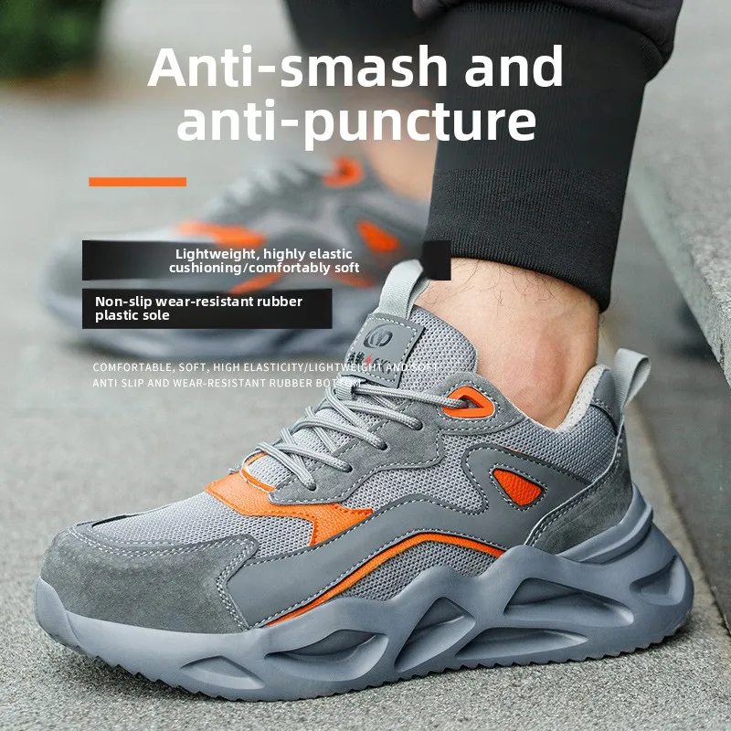 Labor Insurance Shoes Anti-smashing and Anti-piercing Ultra-light Solid-soled Leather Wear-resistant and Breathable Work Shoes