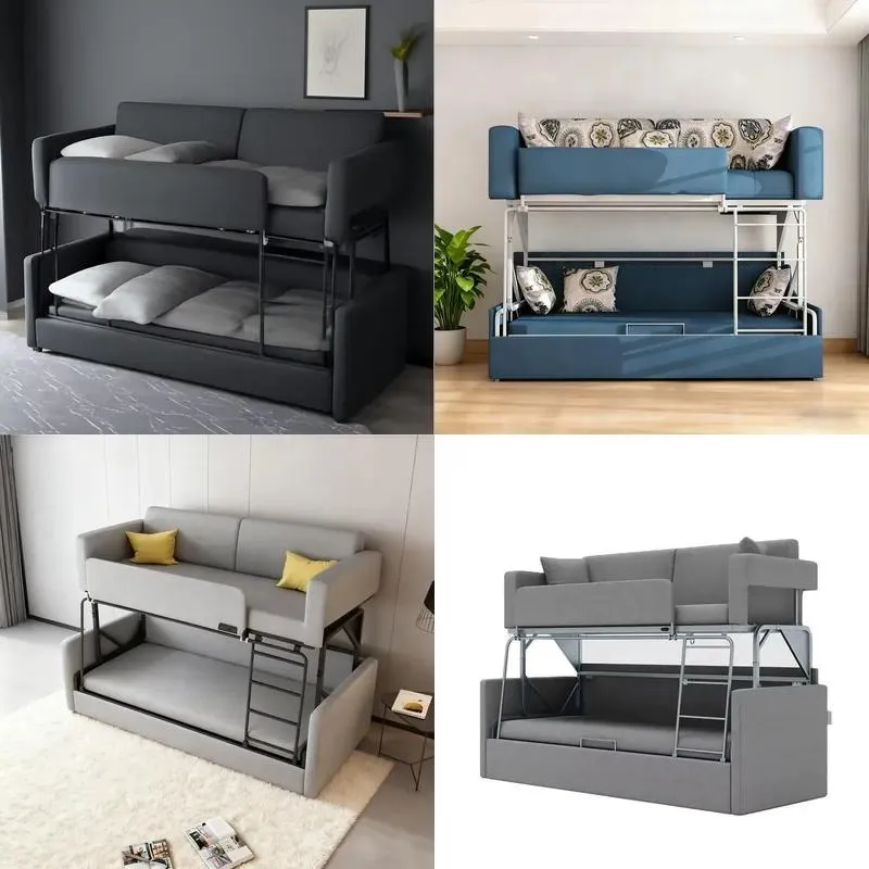 for Modern multi-functional convertible sofa bed, sturdy metal frame, stylish two-layer seat, space-saving, suitable for