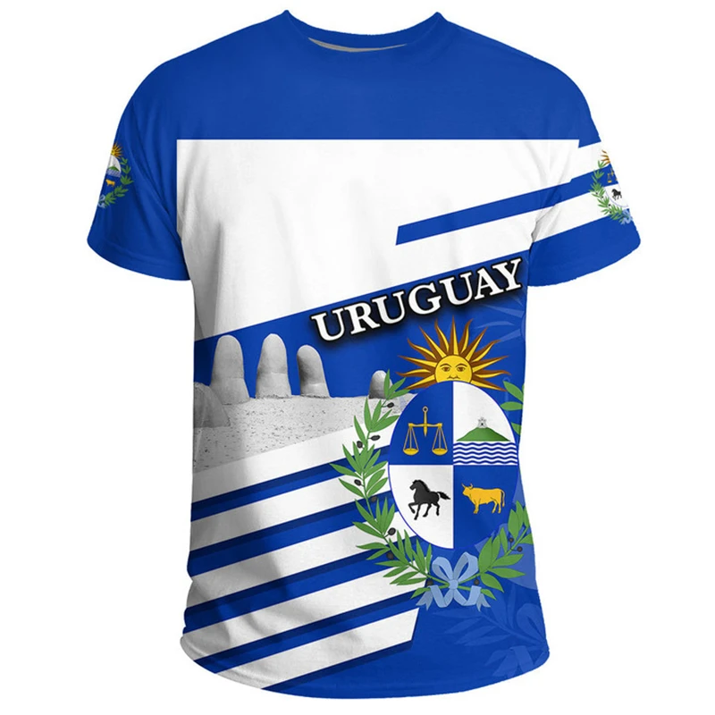 Uruguay Flag Men T-shirt 3D Print Uruguayan Emblem Graphic Casual Sports Oversized Tops New Fashion Short Sleeve Women T Shirts