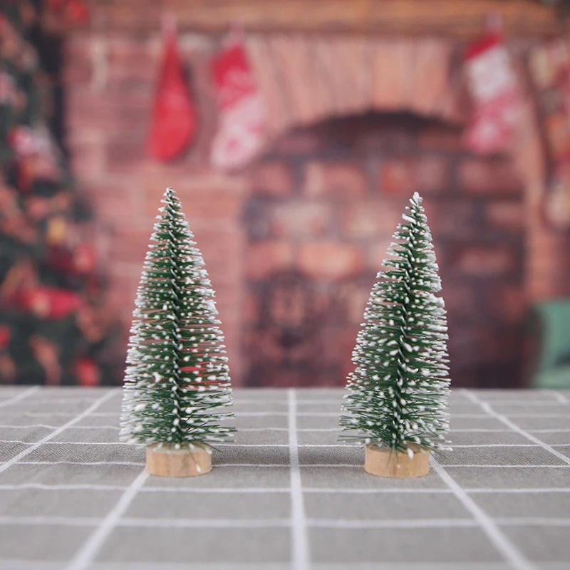 Mini Christmas Tree Ornament Small Artificial Pine Sisal Snow Landscape Xmas Trees Christmas Tabletop Navidad Decor Gifts