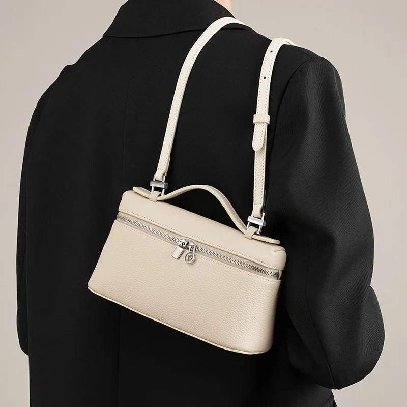 

2025 new first layer cowhide lunch box bag leather women's bag gigi same handbox bag cross-body bag