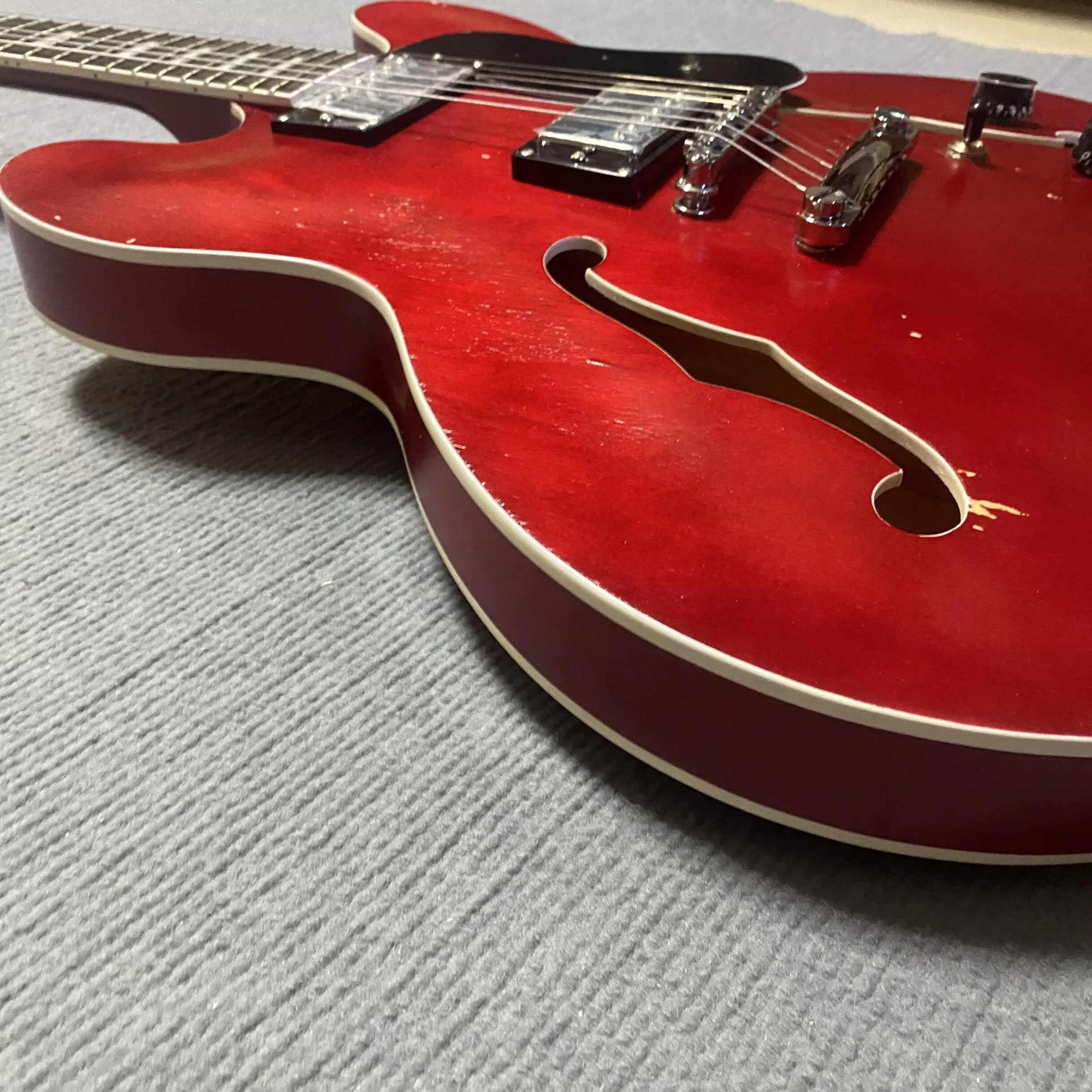 

Red worn-out jazz electric guitar Rock Electric Guitar String, Metal Guitar, Shipping within 48Hours