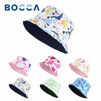 Bocca Children Bucket Hat Girl Boy Panama Fisherman Hats Child Kids Baby 54cm Cute Print Double Side Caps Summer Spring Sun Cap