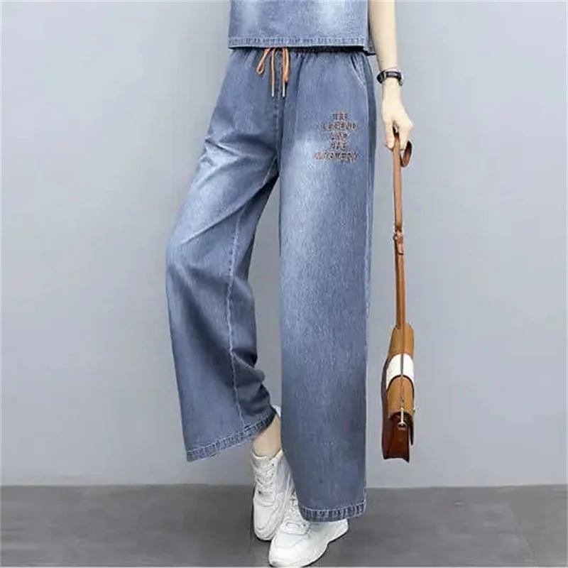 Denim Pak Vrouwen 2024 Nieuwe Zomer Cowboy 2 Delige Set Koreaanse Mode Kantoor Denim Outfit Dames Casual Dames Jeans Tweedelig