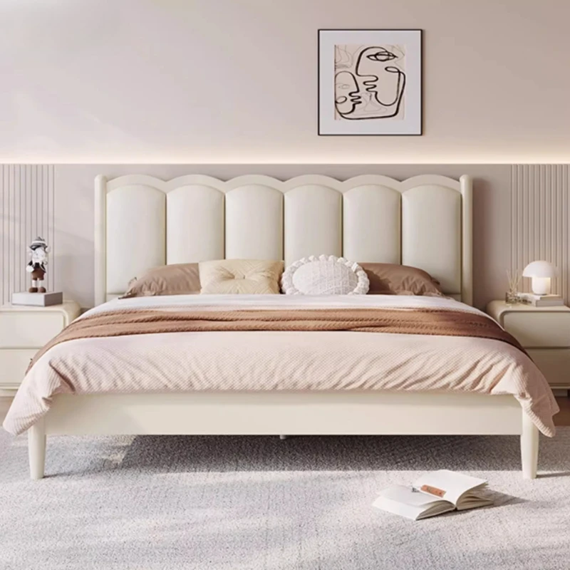 150x200 180x200 سم الحديثة الفرنسية كريم الرياح إطار سرير سرير مزدوج 2 شخص قواعد وإطارات سرير كوين أثاث غرفة نوم #2