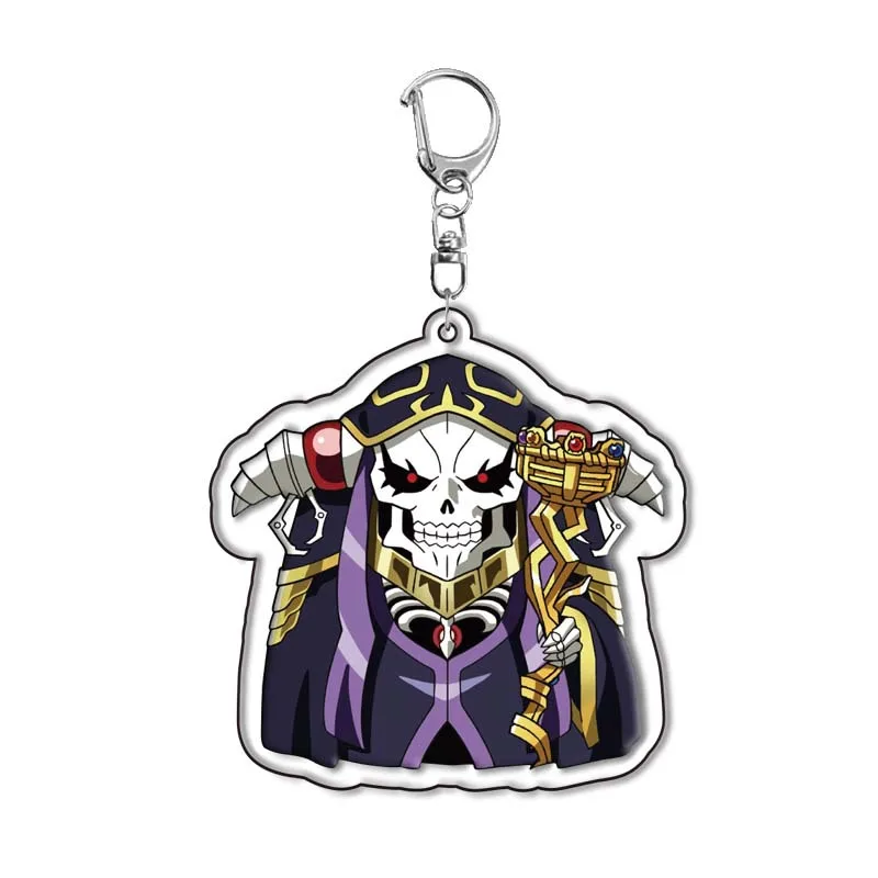 Anime Overlord Keychain Cartoon Figure Ainz Ooal Gown albedo Shalltear Bloodfallen Pendant Key Ring Bag Accessories Jewelry Gift