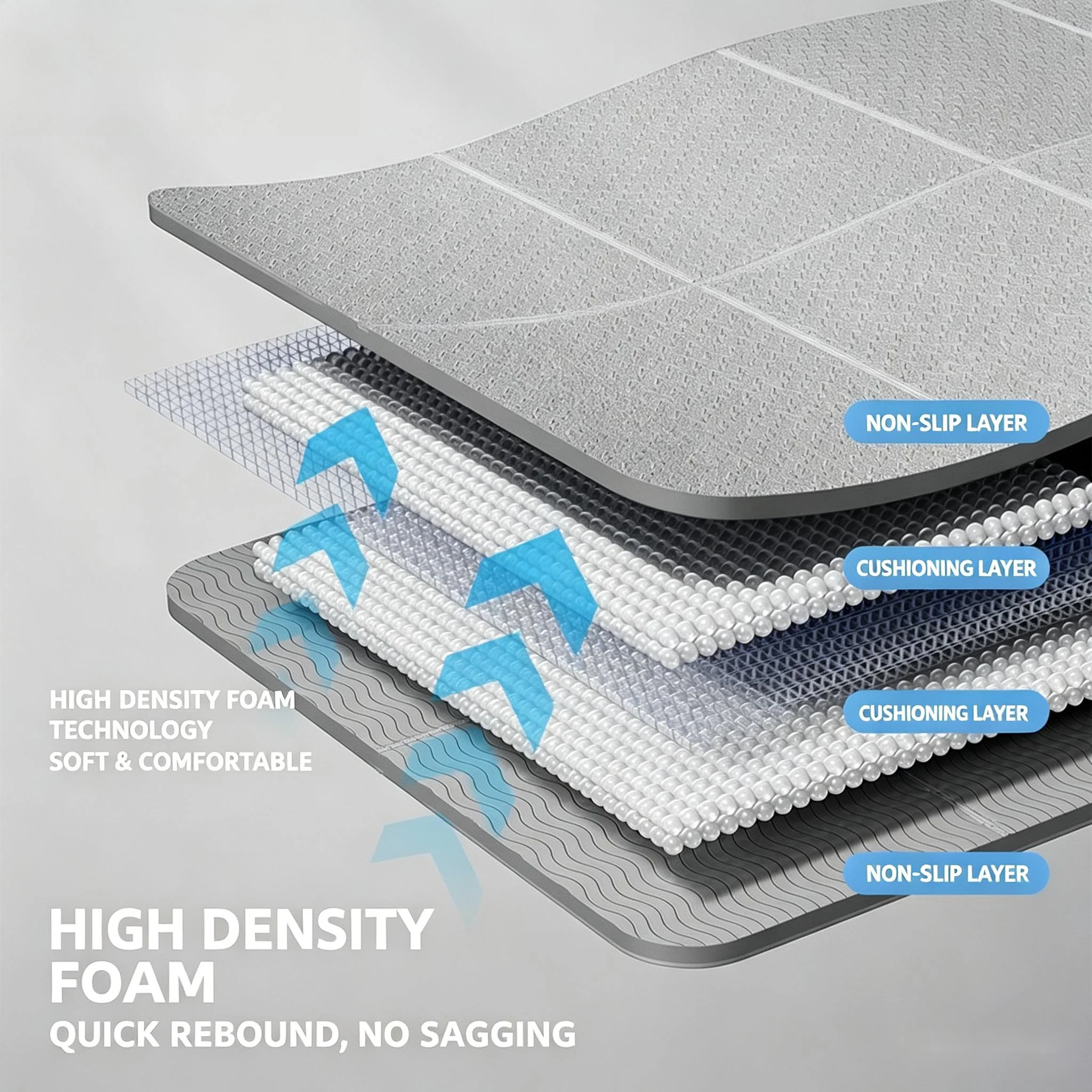 Foldable Yoga Mat Portable Thickened Men's Fitness Exercise Mat Widened Household Non-Slip Lunch Break Floor Mat