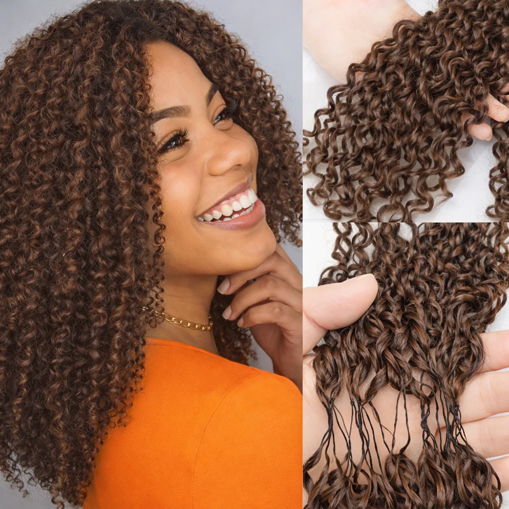 

Бирманские кудрявые коричневые накладные волосы из натурального человеческого волоса, невидимые, без узлов, легкие, с эффектом перьев, предварительно разделенные на пряди с нитью, для женщин