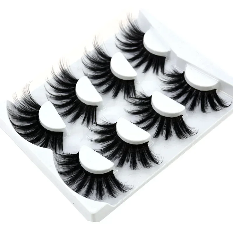 AMSDCN 4 pairs of natural mink eyelashes 25mm handmade eyela
