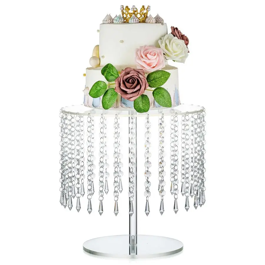 

Acrylic Cake Stand Round Cupcake Stands 12.2in Diameter Clear Afternoon Tea Dessert Display Cup Cakes Serving Plate with Crystal