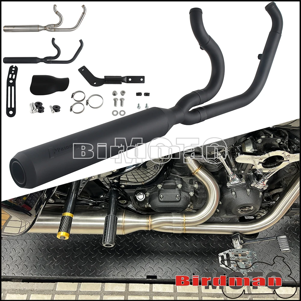 Motorcycle 2 Into 1 Full Length Exhaust System Stepped Head Muffler Pipes For Harley Softail Low Rider ST FXLRST 117 2025-2026