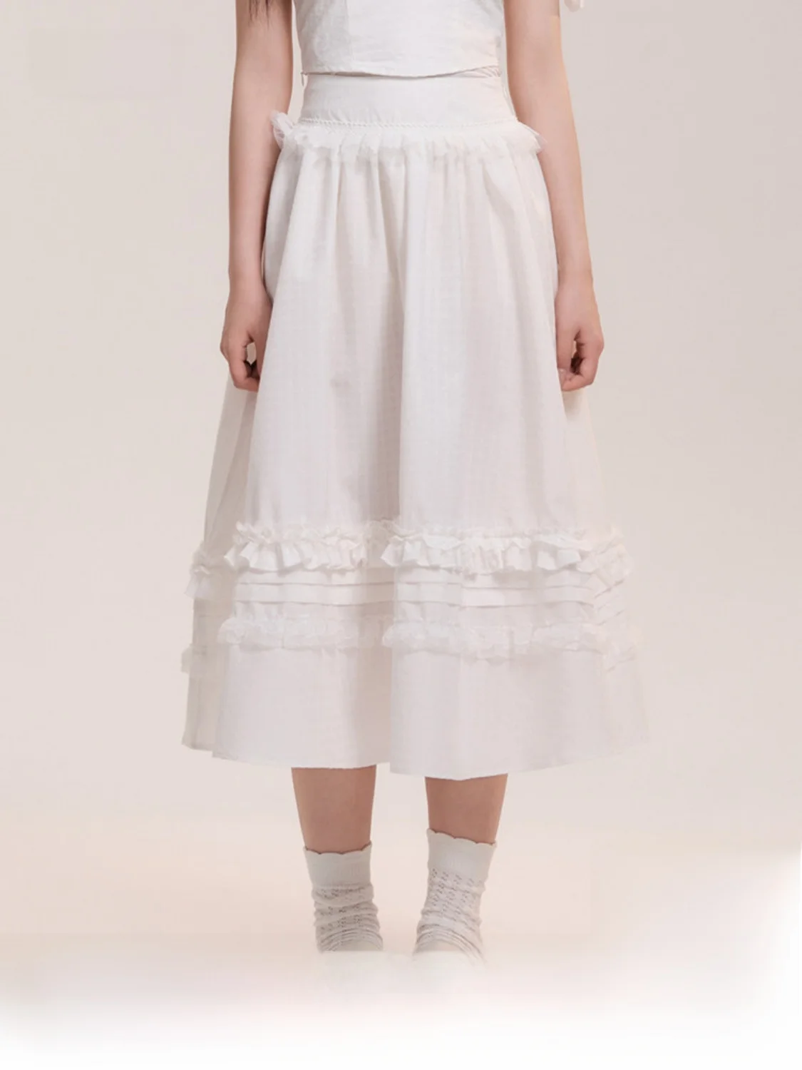 

AooRaa Original Design Victoriao White Lace Long Skirt f-length Skirt f Skirt Sweet Sle A-line Skirt Polyester Cotton...