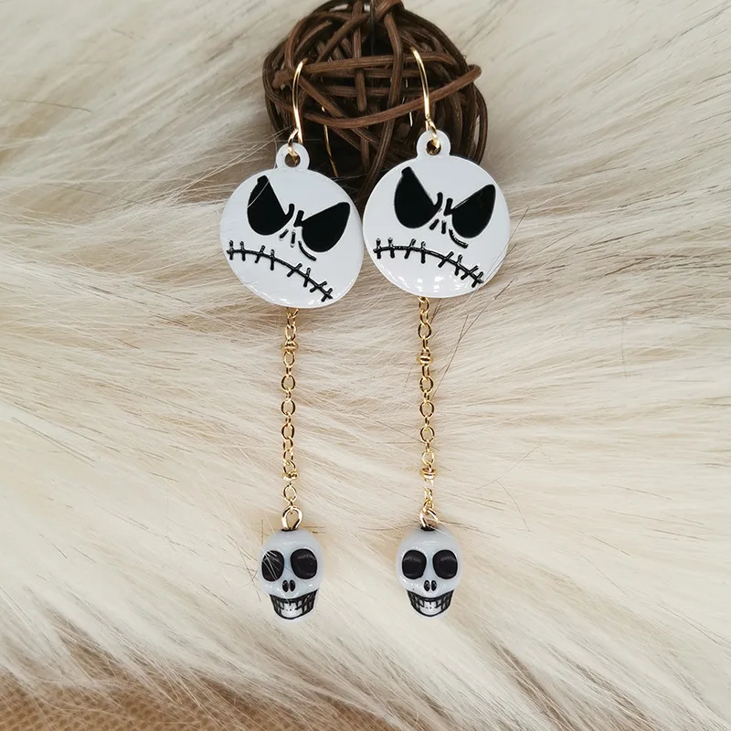 Earrings Halloween Alloy Enamel Pumpkin Bat Ghost Zombie Skull Charm Dangle Women Party Jewelry Lightweight Multicolor New