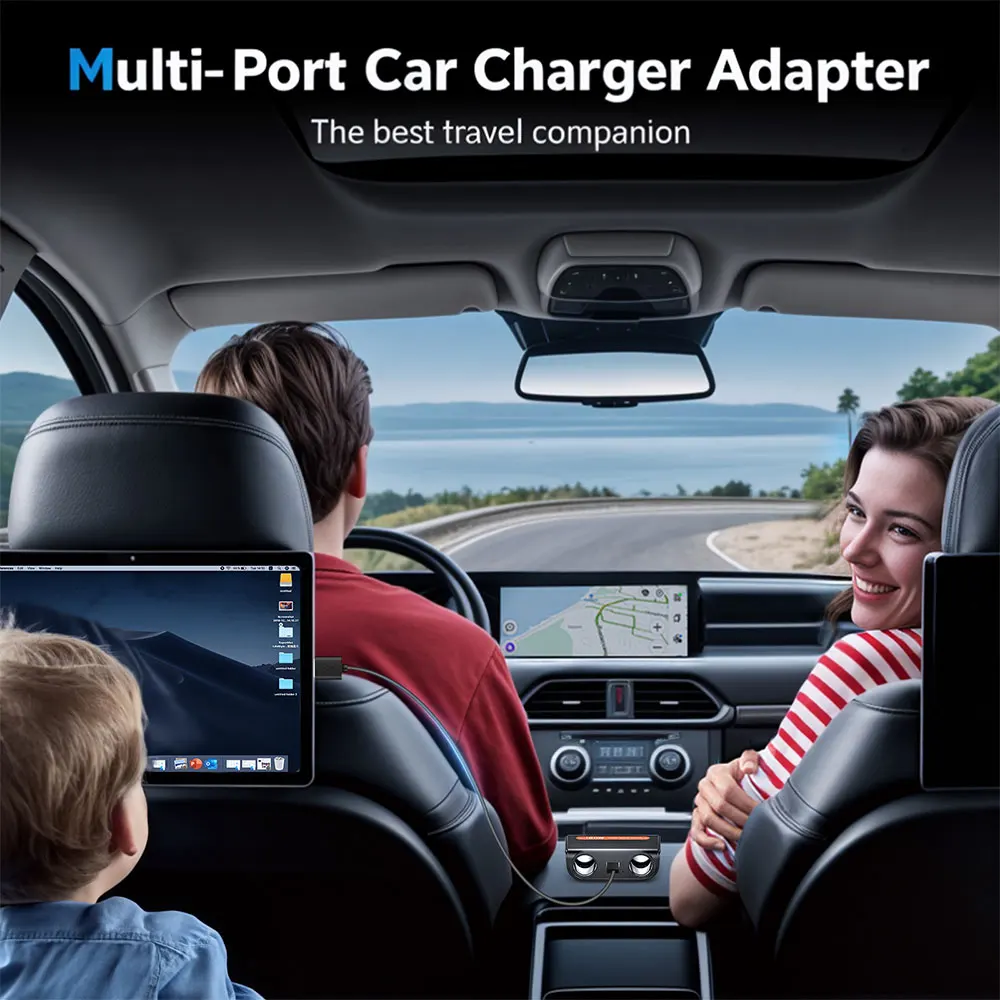 WSDCAM 120 واط 12 فولت/24 فولت تيار مستمر مقبس USB منفذ سيارة ولاعة السجائر الفاصل LED عرض الجهد سيارة شحن سريع