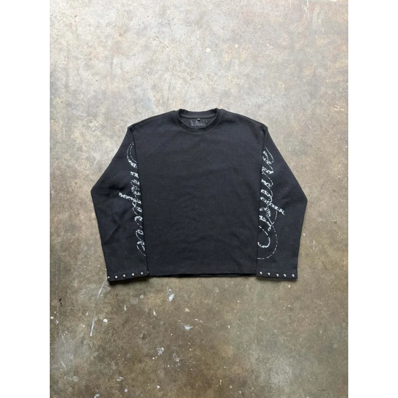 

Топ с длинными рукавами в стиле хип-хоп Y2k в стиле Харадзюку с буквенным принтом в стиле панк High street Футболка с длинными рукавами Модная рок-готическая уникальная одежда