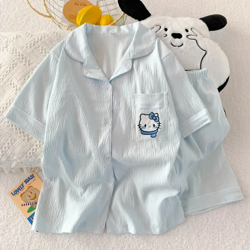 

Sanrio Sleepwear Spring/Summer New Collection Hello Kitty Short Sleeved Cloud Cotton Sleepwear Women's Home Clothes