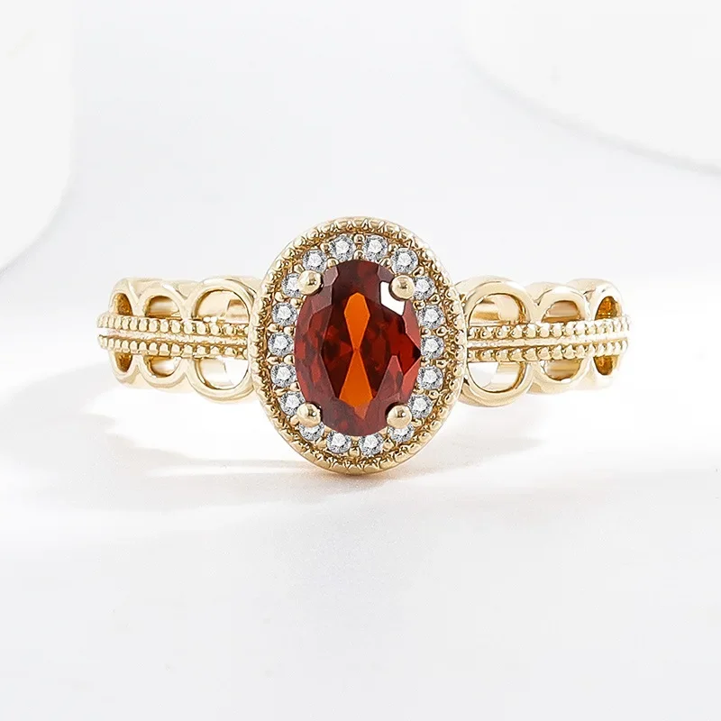 

Стерлингового Серебра 925, модное роскошное женское кольцо из розового золота с красным цирконом и бриллиантом, подарок на день рождения, годовщину, свадьбу