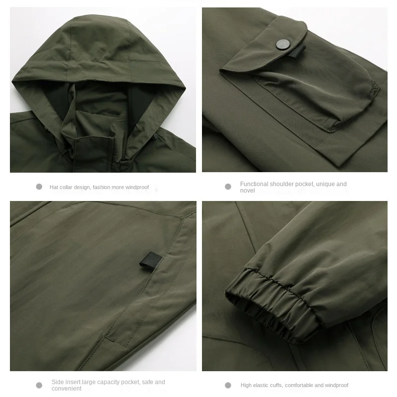 Veste à capuche cargo brodée imperméable pour hommes, manteau d'alpinisme, mode décontractée, nouveau, printemps, automne, 2024