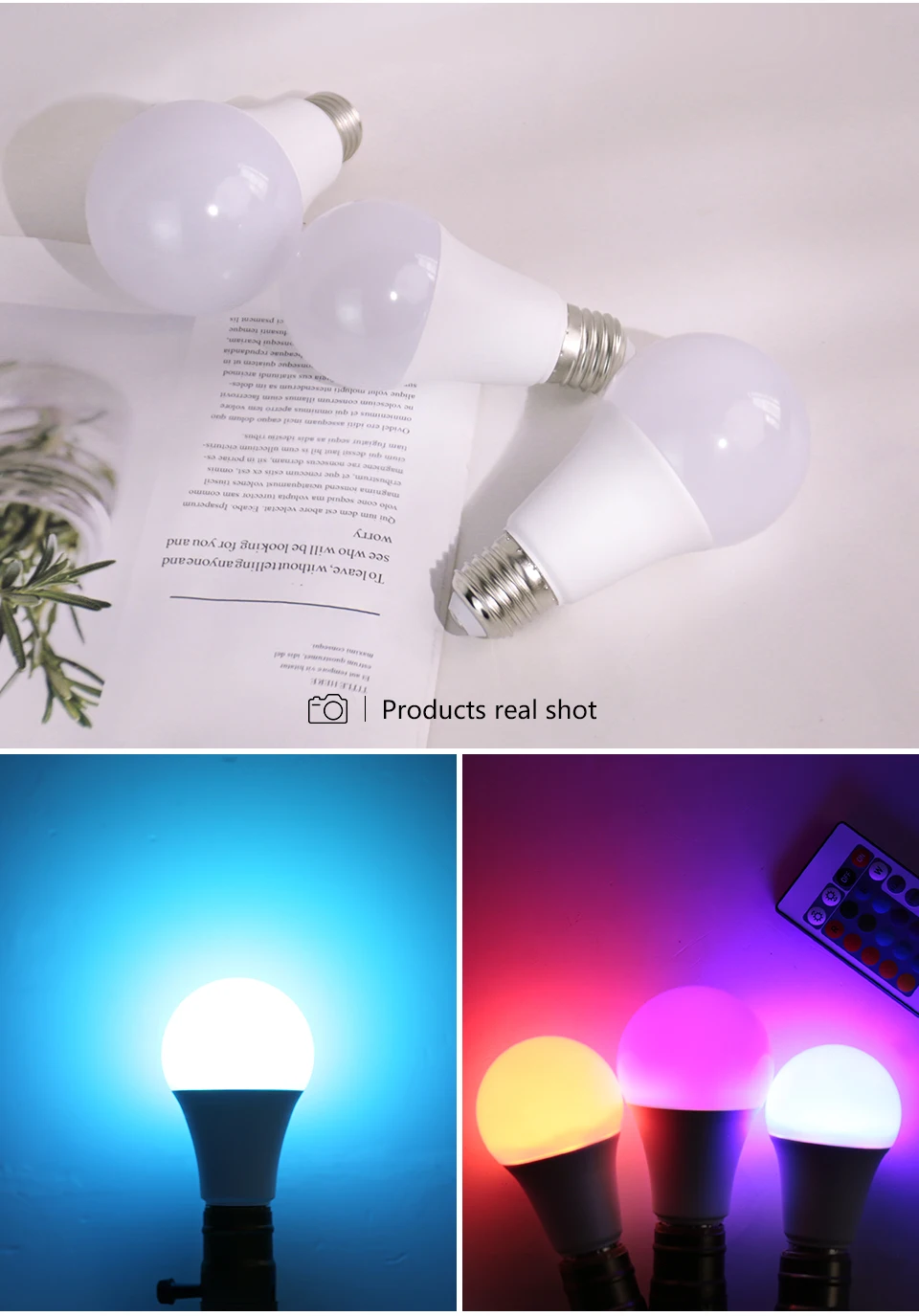 E27 LED RGB Lamp Spotlight Bulb 5W 10W 15W IR Remote Control Led Light Bulb Smart Led RGBW Lamp Home Decor LED Bulbs LED